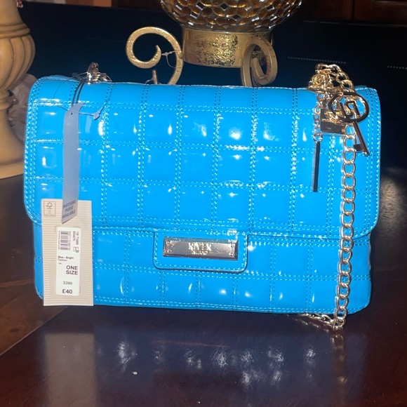 River Island Blue Patent Quilted Shoulder Bag - Picture 5 of 6
